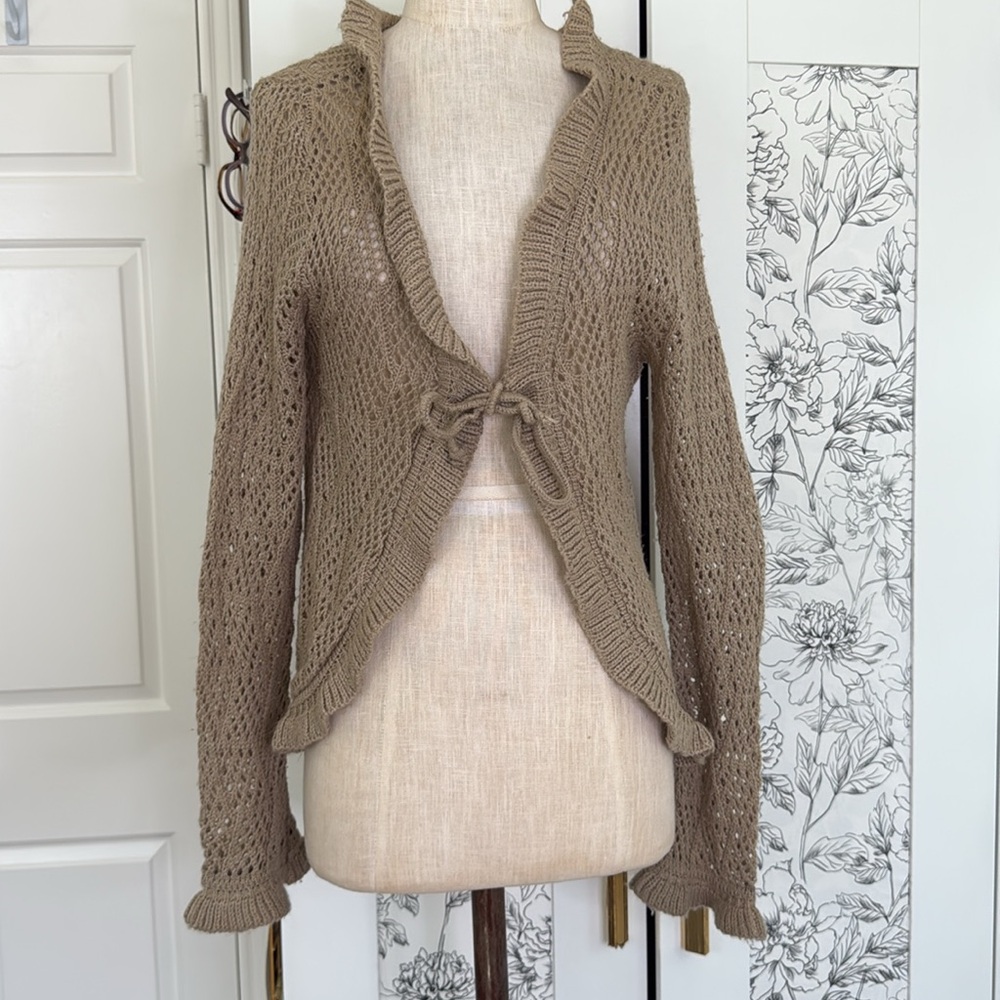 Y2k tie front crochet cardigan